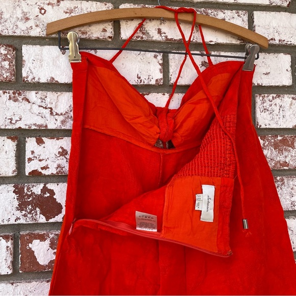 🦞3/$30🦞 Elevenses | Anthro Bright Orange Tropical Embroidered Petite Jumpsuit - Picture 6 of 10